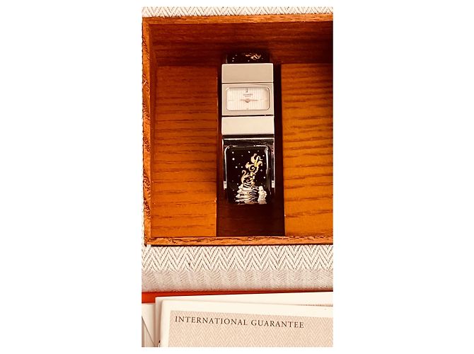 Cierre de pulsera de reloj Hermès en acero y esmalte negro - vista 8