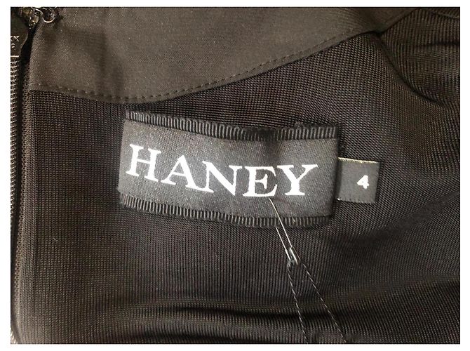 Abito Haney nero in viscosa con scollo a V e polsini con cristalli - vista 4