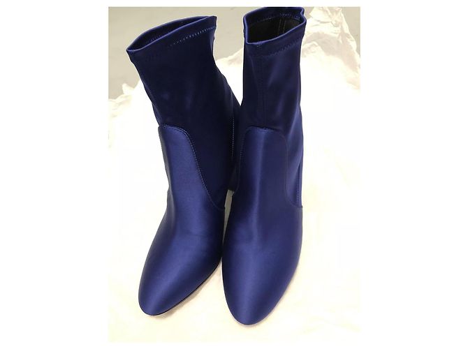 Aquazzura Stivaletti So Me in satin elasticizzato blu - vista 10