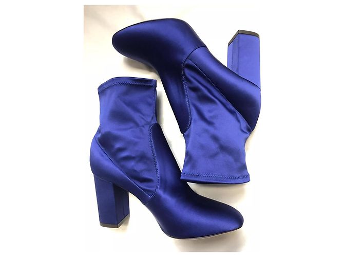 Aquazzura Stivaletti So Me in satin elasticizzato blu - vista 2