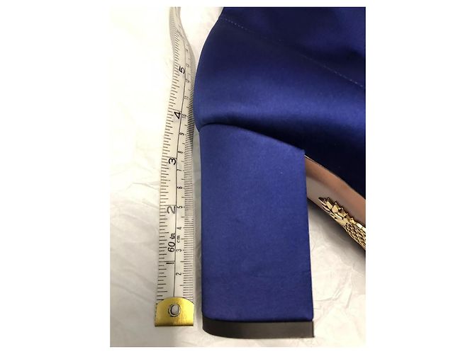 Aquazzura Stivaletti So Me in satin elasticizzato blu - vista 6