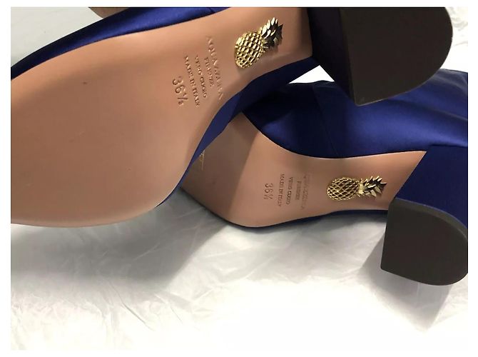 Aquazzura Stivaletti So Me in satin elasticizzato blu - vista 8