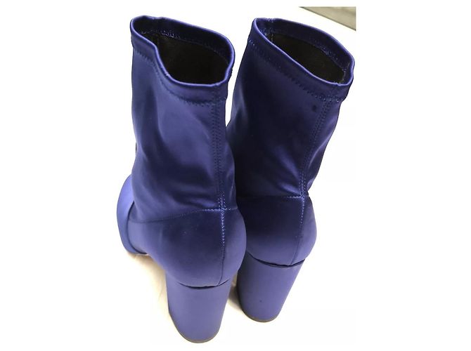 Aquazzura Stivaletti So Me in satin elasticizzato blu - vista 9