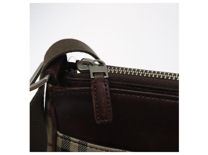 Borsa a spalla Nova Check in nylon beige e argento di BURBERRY Auth ki5644 - vista 11
