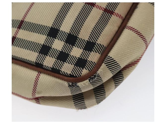 Borsa a spalla Nova Check in nylon beige e argento di BURBERRY Auth ki5644 - vista 14