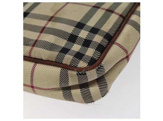 Borsa a spalla Nova Check in nylon beige e argento di BURBERRY Auth ki5644 - vista 15