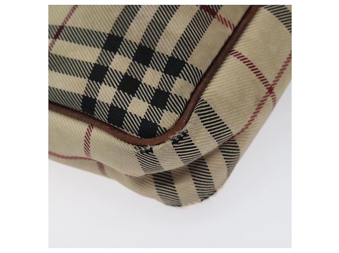 Borsa a spalla Nova Check in nylon beige e argento di BURBERRY Auth ki5644 - vista 16