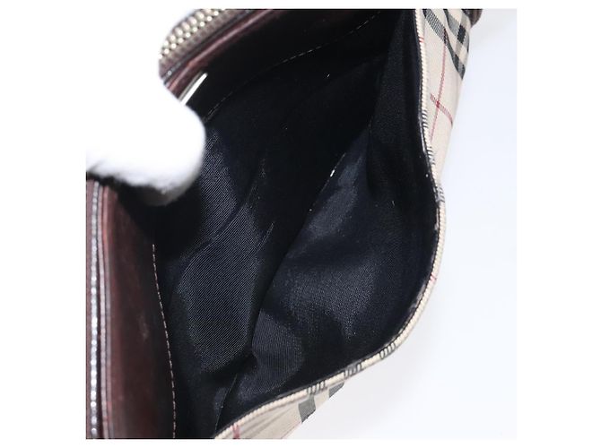 Borsa a spalla Nova Check in nylon beige e argento di BURBERRY Auth ki5644 - vista 21