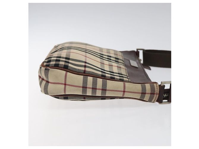 Borsa a spalla Nova Check in nylon beige e argento di BURBERRY Auth ki5644 - vista 3