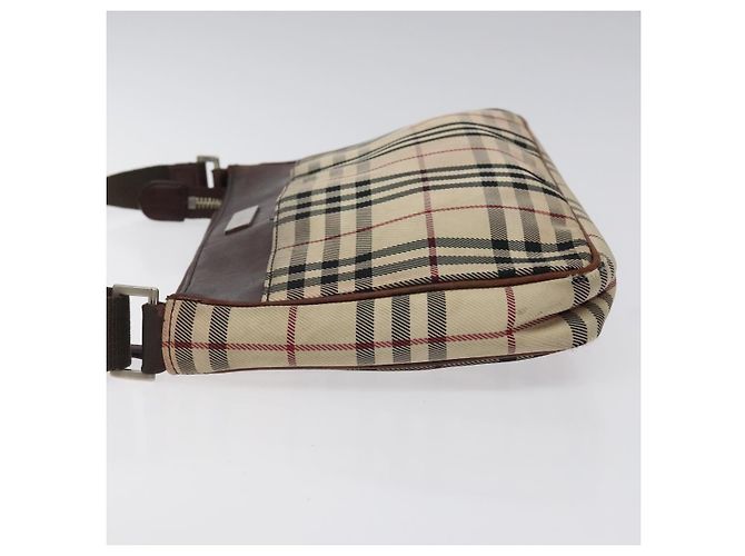 Borsa a spalla Nova Check in nylon beige e argento di BURBERRY Auth ki5644 - vista 4