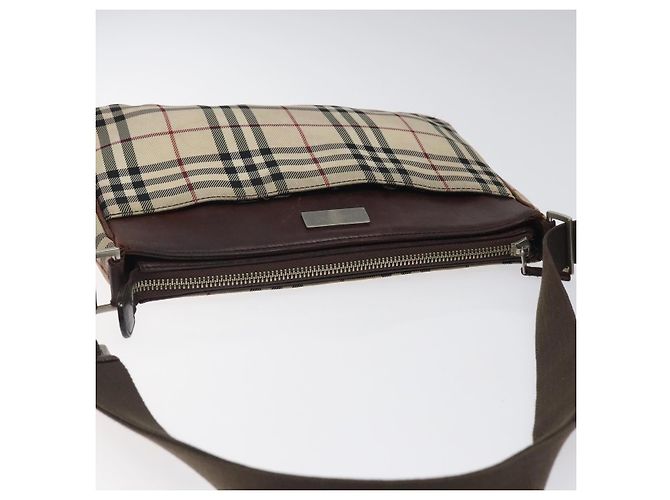 Borsa a spalla Nova Check in nylon beige e argento di BURBERRY Auth ki5644 - vista 6