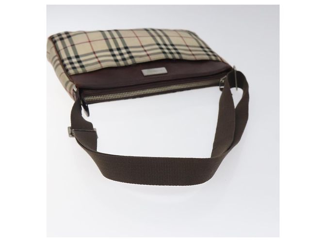 Borsa a spalla Nova Check in nylon beige e argento di BURBERRY Auth ki5644 - vista 7