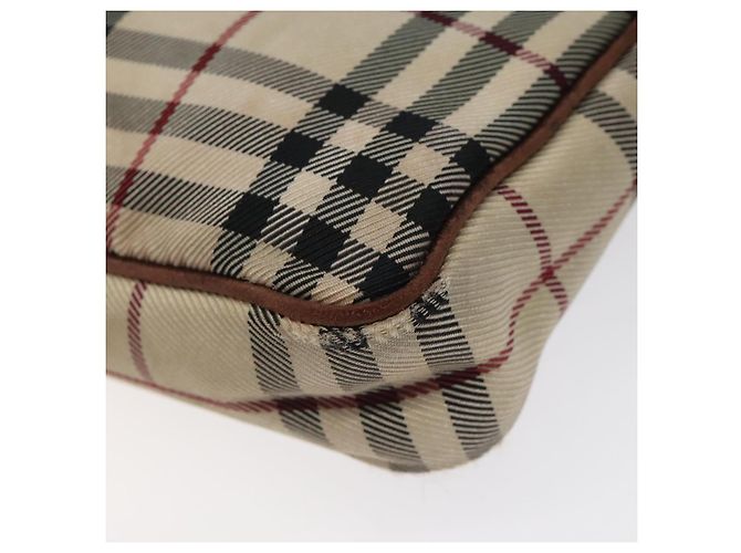 Borsa a spalla Nova Check in nylon beige e argento di BURBERRY Auth ki5644 - vista 9