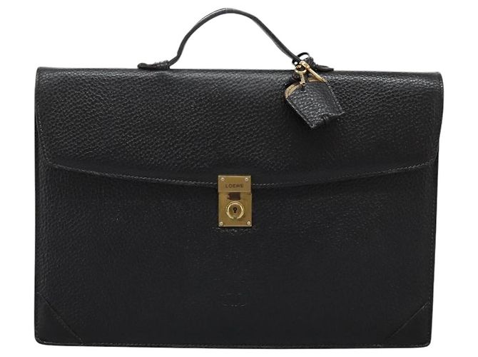 LOEWE Anagram Borsa da Lavoro in Pelle Nera Auth bs24101 Nero - vista 13