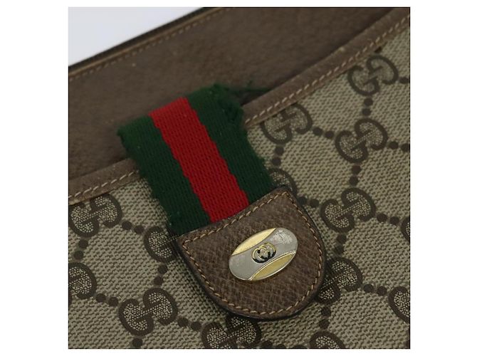 GUCCI GG Supreme Web Sherry Line Borsa PVC Beige Oro 904 02 026 Auth ki5611 D'oro - vista 14