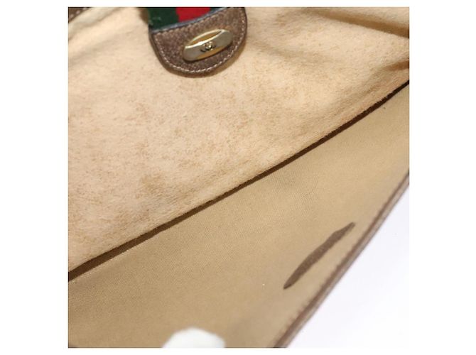 GUCCI GG Supreme Web Sherry Line Borsa PVC Beige Oro 904 02 026 Auth ki5611 D'oro - vista 20