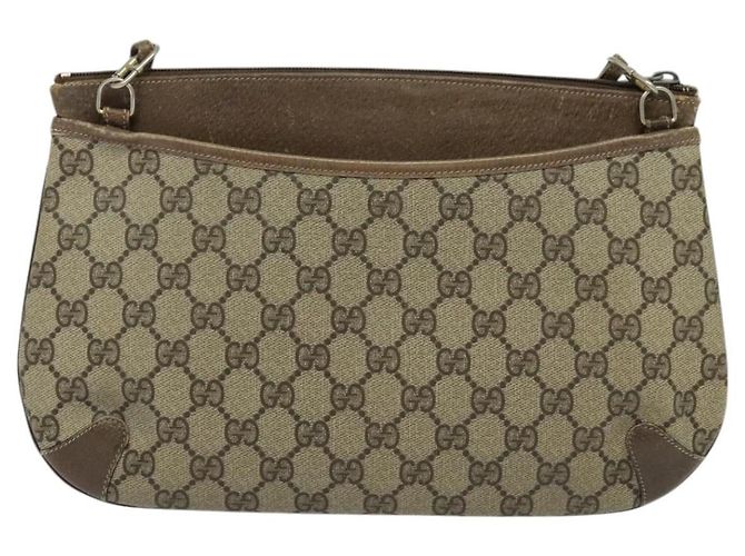 GUCCI GG Supreme Web Sherry Line Borsa PVC Beige Oro 904 02 026 Auth ki5611 D'oro - vista 3