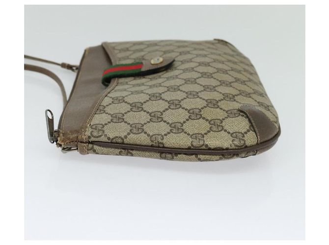GUCCI GG Supreme Web Sherry Line Borsa PVC Beige Oro 904 02 026 Auth ki5611 D'oro - vista 4