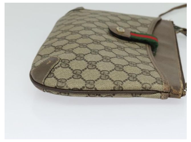 GUCCI GG Supreme Web Sherry Line Borsa PVC Beige Oro 904 02 026 Auth ki5611 D'oro - vista 5