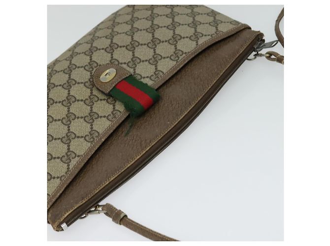 GUCCI GG Supreme Web Sherry Line Borsa PVC Beige Oro 904 02 026 Auth ki5611 D'oro - vista 6
