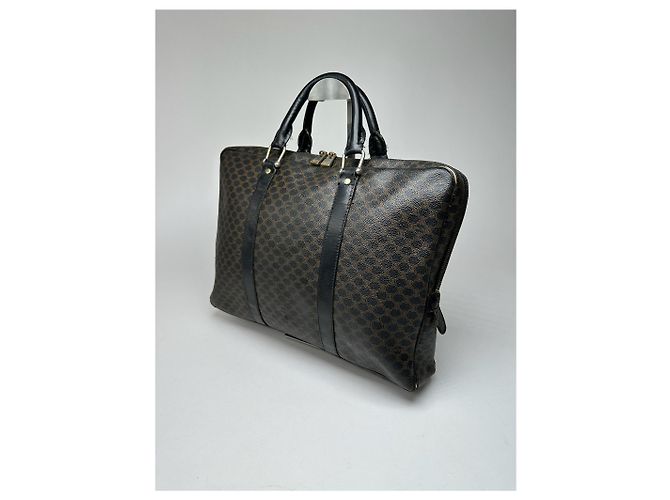 Céline Valigetta in pelle monogramma vintage Celine Paris marrone Nero - vista 2