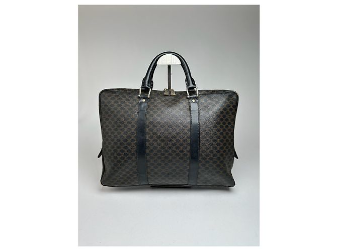 Céline Valigetta in pelle monogramma vintage Celine Paris marrone Nero - vista 4
