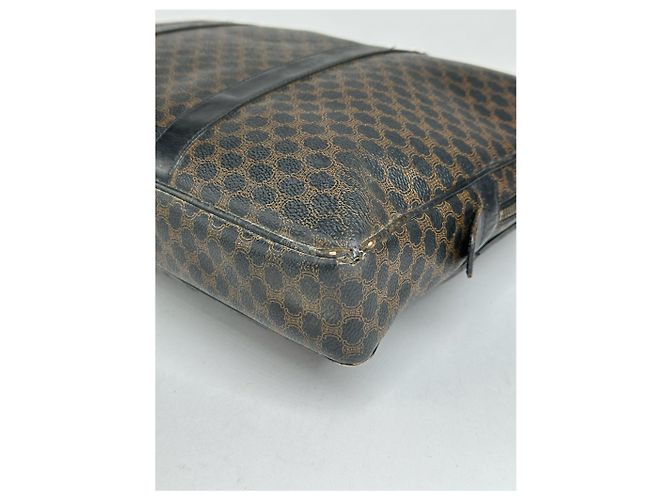 Céline Valigetta in pelle monogramma vintage Celine Paris marrone Nero - vista 5