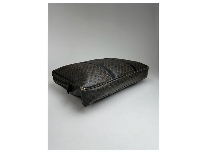 Céline Valigetta in pelle monogramma vintage Celine Paris marrone Nero - vista 6