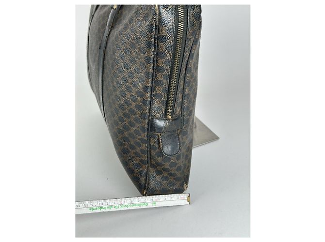 Céline Valigetta in pelle monogramma vintage Celine Paris marrone Nero - vista 8