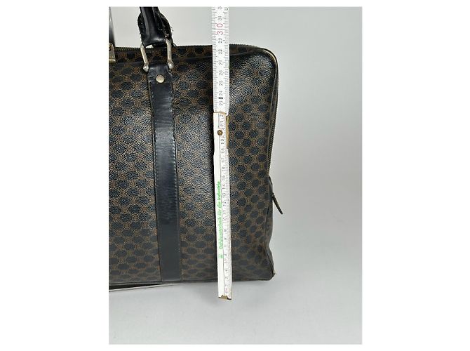 Céline Valigetta in pelle monogramma vintage Celine Paris marrone Nero - vista 9