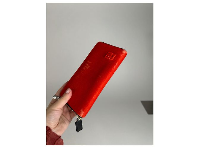 Emilio Pucci Vintage Miu Miu Leather Wallet red Orange - view 10