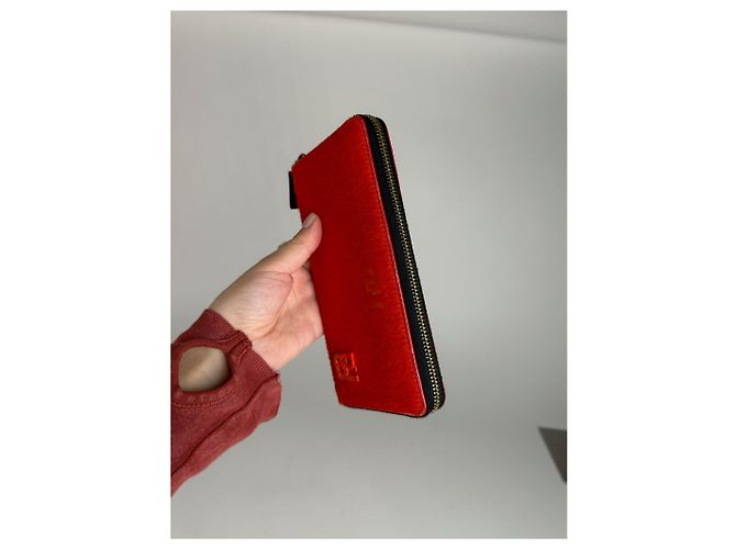 Emilio Pucci Vintage Miu Miu Leather Wallet red Orange - view 11