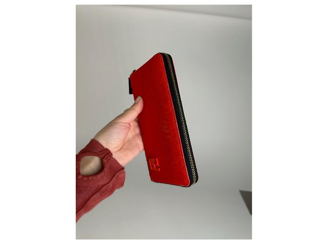 Emilio Pucci Vintage Miu Miu Leather Wallet red Orange - view 12