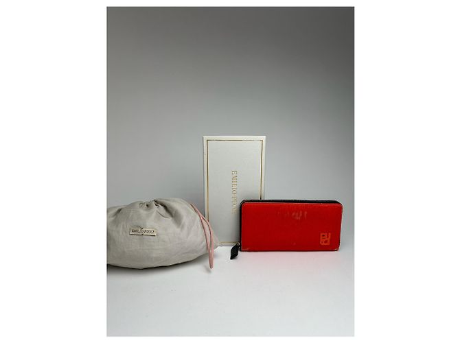 Emilio Pucci Vintage Miu Miu Leather Wallet red Orange - view 2