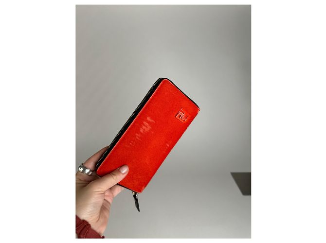 Emilio Pucci Vintage Miu Miu Leather Wallet red Orange - view 9