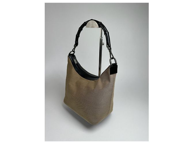 Vintage Gucci Top Handler Handtasche Grau Beige - Ansicht 12