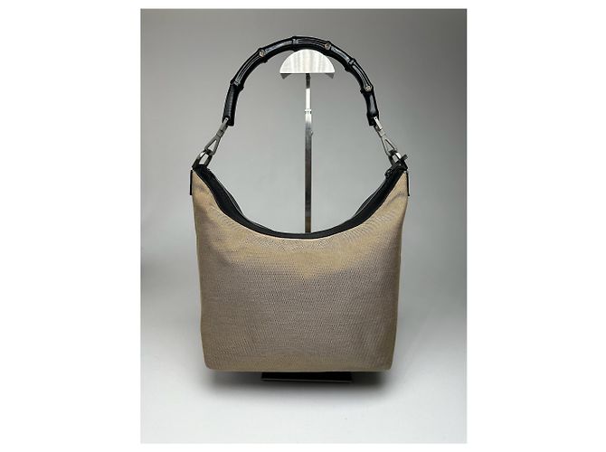 Vintage Gucci Top Handler Handtasche Grau Beige - Ansicht 15