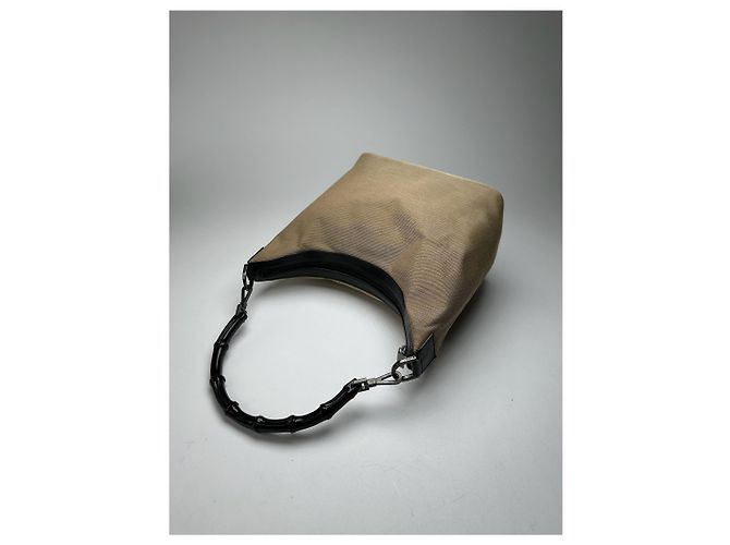 Vintage Gucci Top Handler Handtasche Grau Beige - Ansicht 2