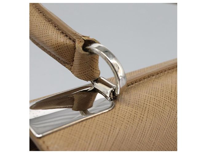 Borsa a mano in pelle Gancini di Salvatore Ferragamo 2way Beige Argento Auth BD1190 - vista 14