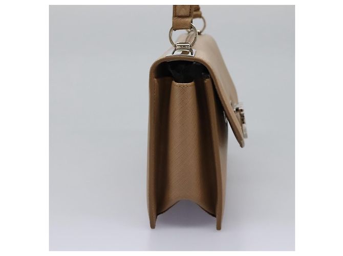 Borsa a mano in pelle Gancini di Salvatore Ferragamo 2way Beige Argento Auth BD1190 - vista 5