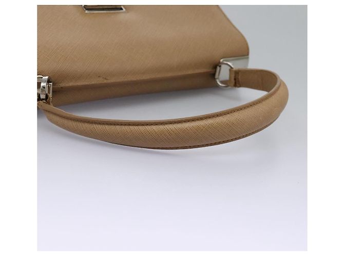Borsa a mano in pelle Gancini di Salvatore Ferragamo 2way Beige Argento Auth BD1190 - vista 7