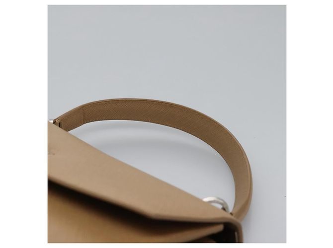 Borsa a mano in pelle Gancini di Salvatore Ferragamo 2way Beige Argento Auth BD1190 - vista 8
