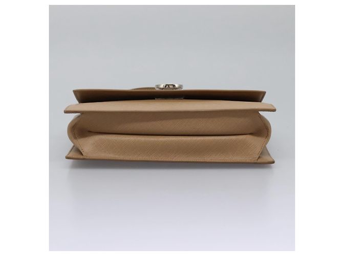 Borsa a mano in pelle Gancini di Salvatore Ferragamo 2way Beige Argento Auth BD1190 - vista 9