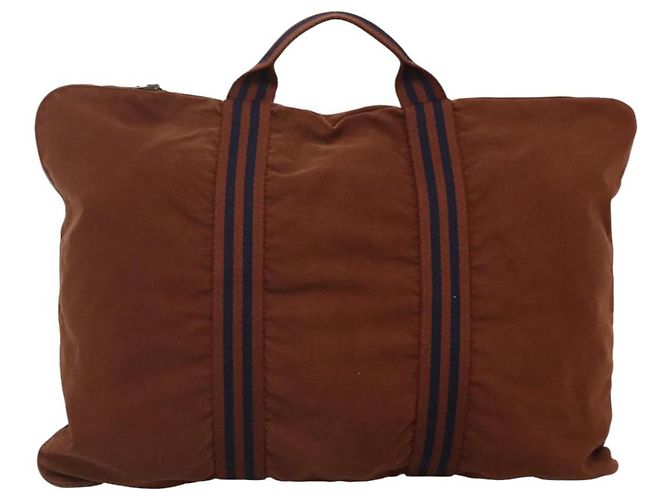 Hermès HERMES Fourre Tout Porte Documents Sac Business Toile Marron Marine Auth nb456 Bleu Marine - vue 3
