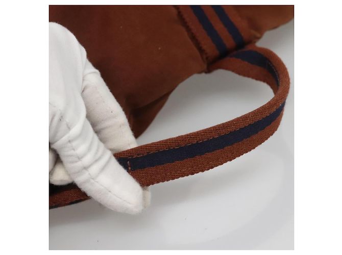 Hermès HERMES Fourre Tout Porte Documents Sac Business Toile Marron Marine Auth nb456 Bleu Marine - vue 7