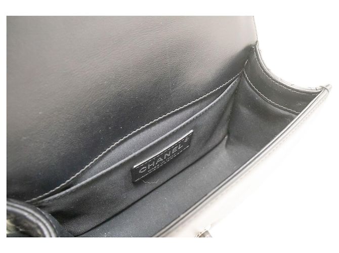 CHANEL Small Boy Chain Shoulder Bag Black Quilted Flap Calfskin - view 10