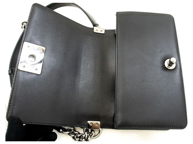 CHANEL Small Boy Chain Shoulder Bag Black Quilted Flap Calfskin - view 11