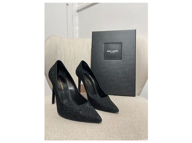 SAINT LAURENT Tacchi T.EU 38 Tessuto Nero - vista 8