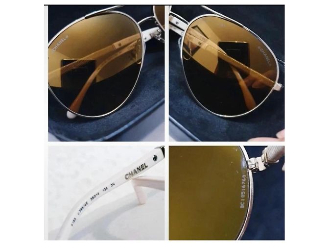 Chanel Unisex Aviator-Brille Braun Golden - Ansicht 10