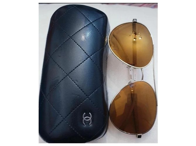 Chanel Unisex Aviator-Brille Braun Golden - Ansicht 2
